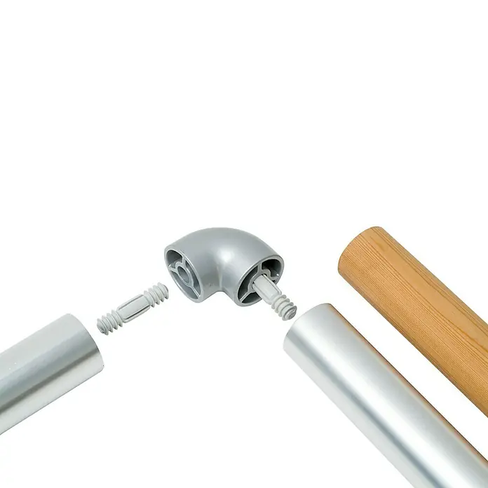 Codo de 90º para pasamanos Gris - Diámetro: 40 mm, Aluminio