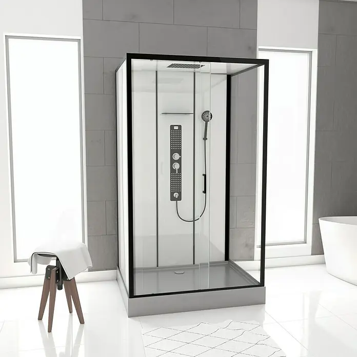 Designdusche Indus - 115 x 90 x 215 cm, Anthrazit/Silbergrau