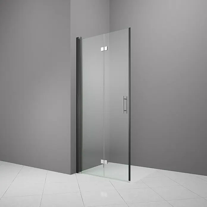 Camargue Vario Dusch-Falttür B52 - 80 x 195 cm, Beschichtet, Stärke: 6 mm, Schwarz - Vorderansicht