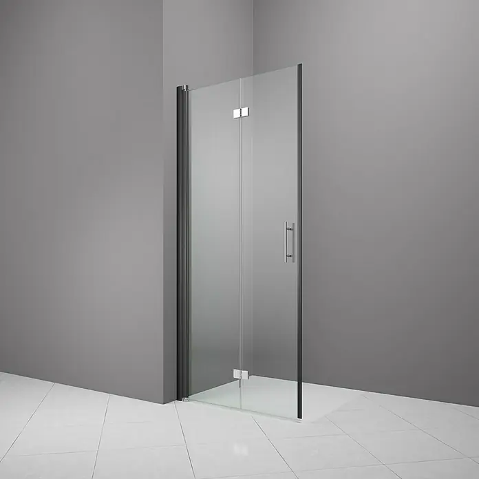 Camargue Vario Dusch-Falttür B53 - 90 x 195 cm, Beschichtet, Stärke: 6 mm, Schwarz - Vorderansicht