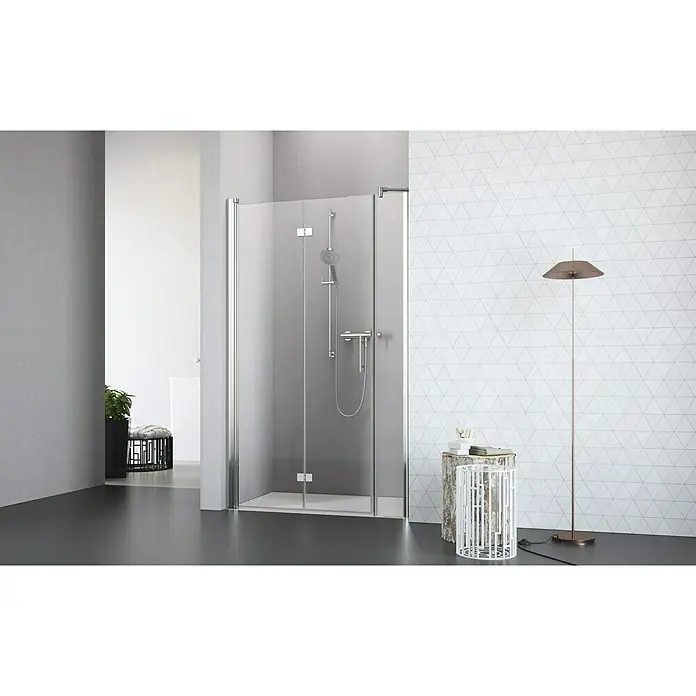 Camargue Vario Nischendusche S52+S17 - 80 x 195 cm, Stärke: 6 mm, Silber - Vorderansicht