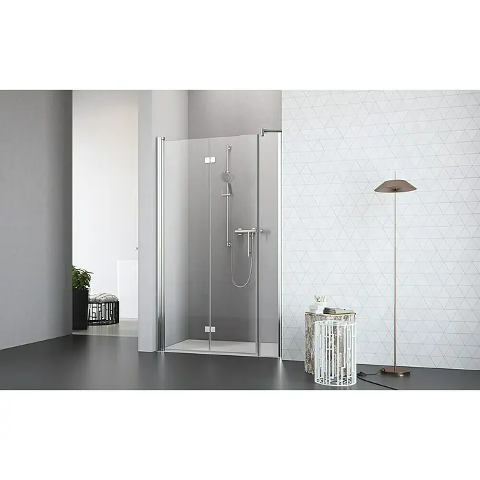 Camargue Vario Nischendusche S54+S17 - 100 x 195 cm, Stärke: 6 mm, Silber - Vorderansicht