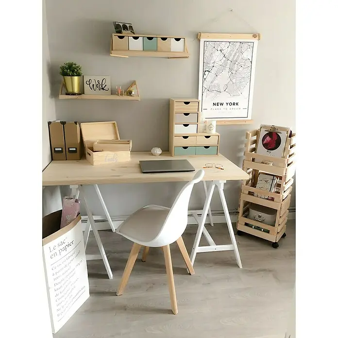 Astigarraga Holzbock Deco - Tragkraft: 400 kg bei 2 Holzböcken, Höhe: 72 cm, Kiefer, Weiß - Vorderansicht
