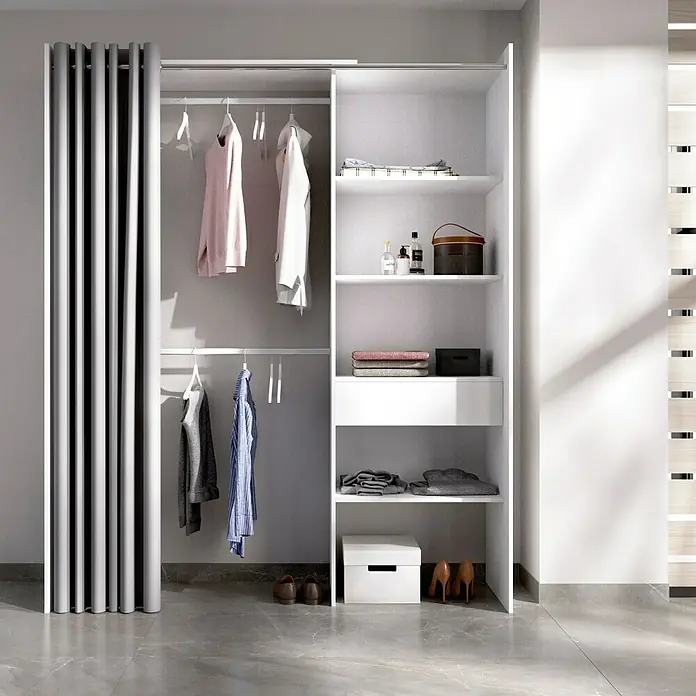 Mueble vestidor Suit - L x An x Al: 50 x 160 x 205 cm, Melamina, Blanco