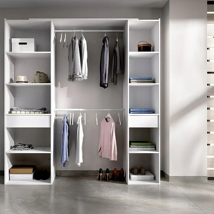 Mueble vestidor Suit - L x An x Al: 50 x 200 x 205 cm, Melamina, Blanco