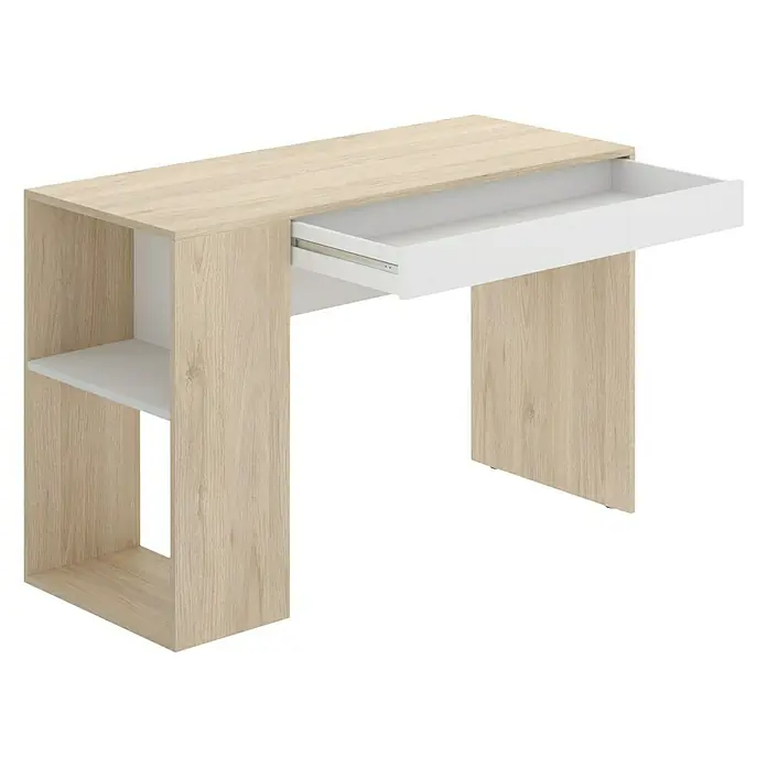 Mesa de escritorio Teo - L x An x Al: 50 x 115 x 74 cm, Roble/Blanco