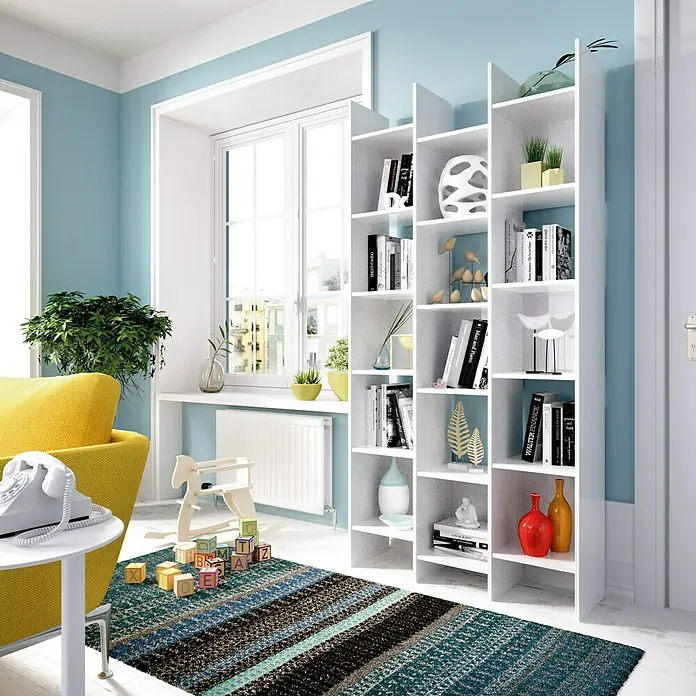 Estantería de madera Buk - L x An x Al: 29 x 95 x 192 cm, Tablero de aglomerado, Blanco