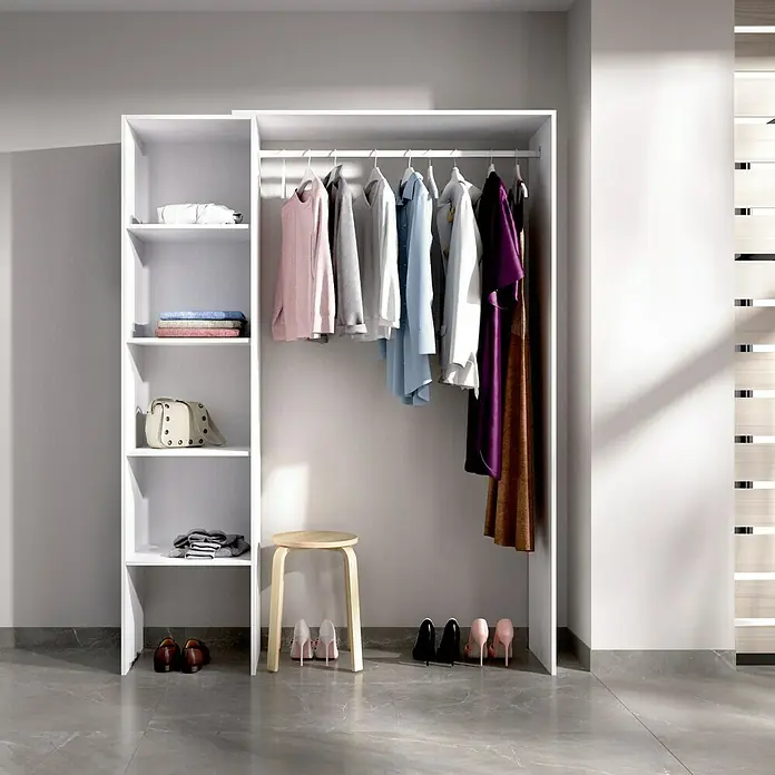 Mueble vestidor Suit - L x An x Al: 40 x 140 x 187 cm, Melamina, Blanco