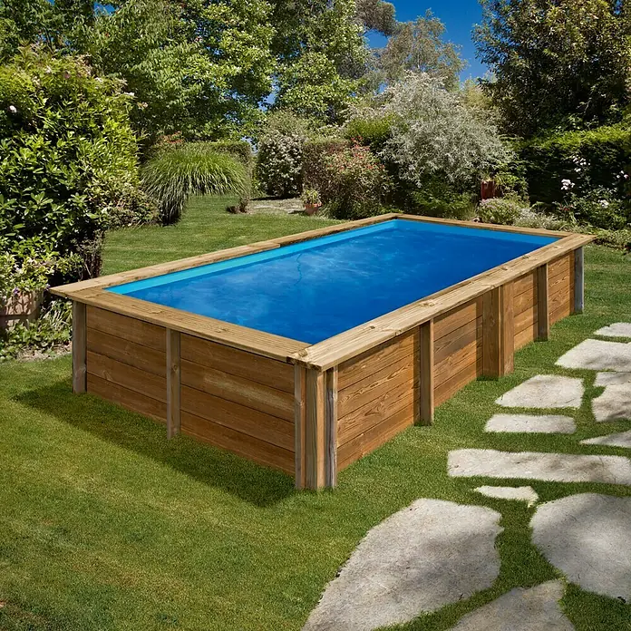 Gre Piscina de madera Lemon - L x An x Al: 375 x 200 x 68 cm, 3,7 m³, Natural