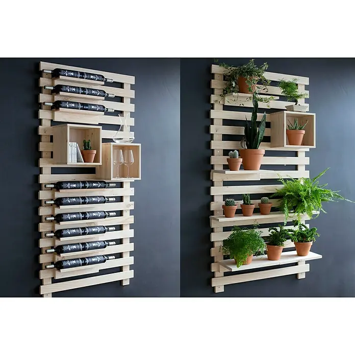 Astigarraga Tetris Wandregal - L x B x H: 40 x 25 x 9,5 cm, Kiefernholz - Rechte Seitenansicht