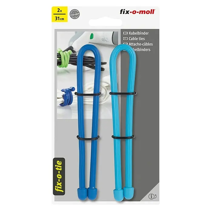 Fix-o-moll Kabelbinder fix-o-tie - Blau, Ø x L: 4 x 310 mm, 2 Stk. - Vorderansicht