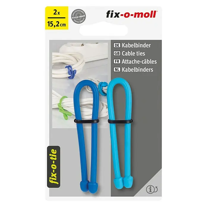 Fix-o-moll Kabelbinder fix-o-tie - Blau, Hellblau, Ø x L: 4 x 152 mm, 2 Stk. - Vorderansicht