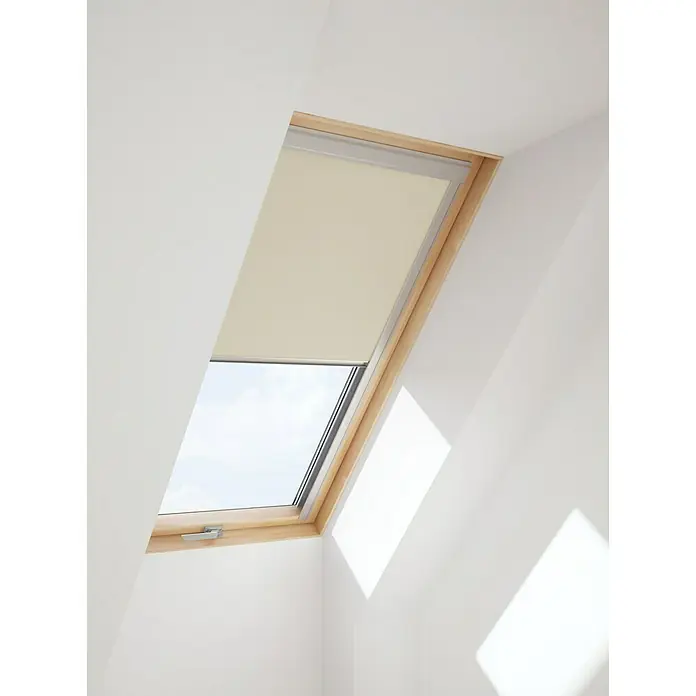 Verdunkelungsrollo DUA - Passend für: Dachfenster 78 x 98 cm, Solid Elements Dachfenster, Velux Dachfenster, Fakro Dachfenster, Beige - Linke Seitenansicht