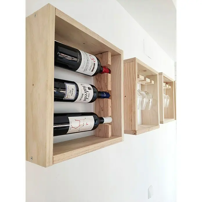 Astigarraga Weinregal - L x B x H: 12 x 40 x 40 cm, Holz, Anzahl Flaschen: 3 Stk. - Rechte Seitenansicht