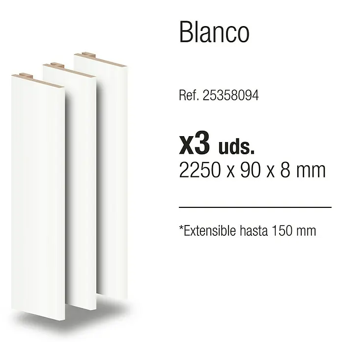 PortStylo Recrecido extensible de 90 a 150 mm - 90 x 8 mm, Blanco