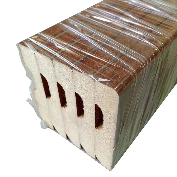Rufete Pack de zócalo de melamina - 2,24 m x 14 mm x 70 mm, Sapelly, 5 ud.