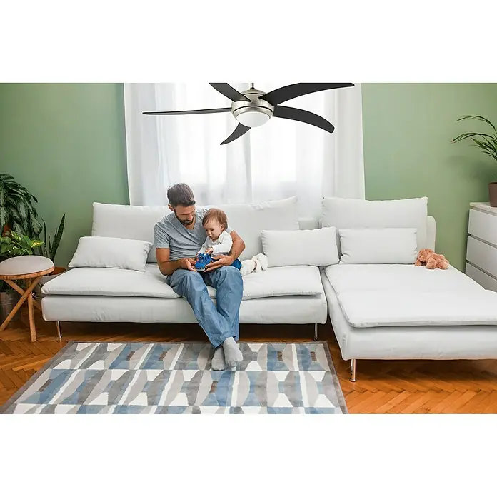 Arte confort Ventilador de techo Rocio - Diámetro: 132 cm, Negro, 18 W, DC