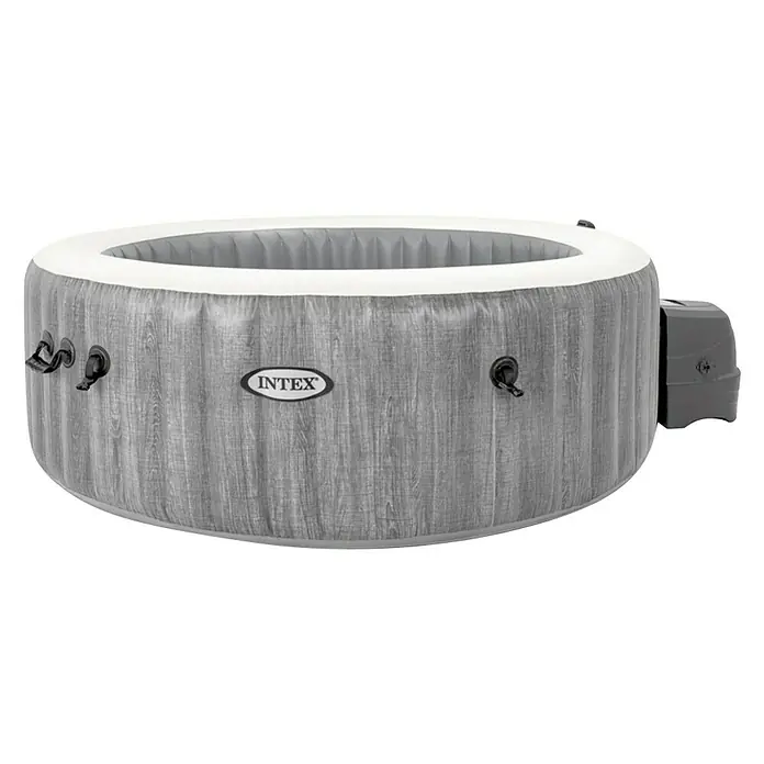 Intex Hidromasaje para exterior Pure Spa Bubble Greywood - 140 boquillas de aire, Vinilo laminado, Gris/Blanco