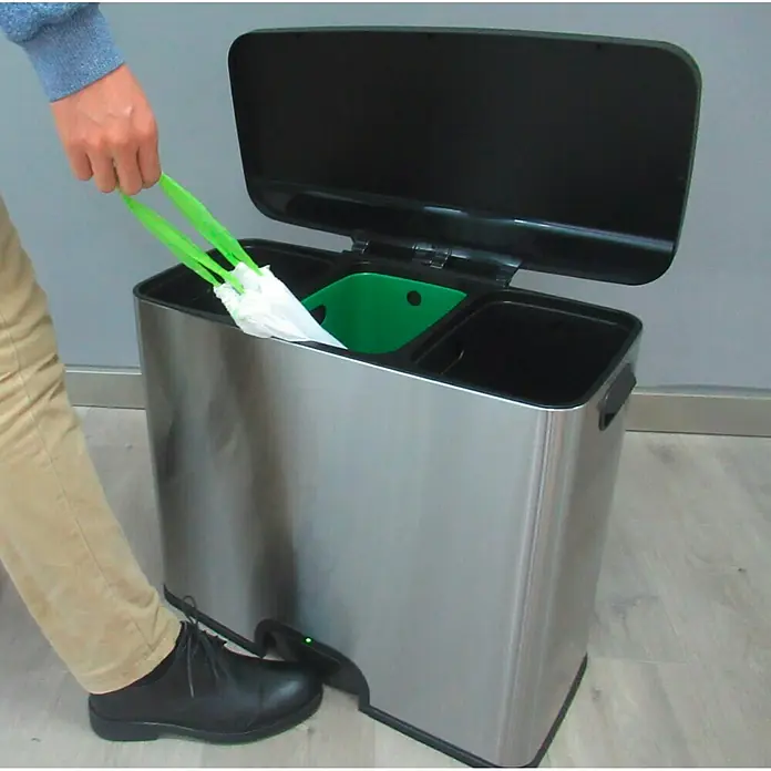 Mülleimer mit Fußsensor - 3 x 15 l, Kunststoff