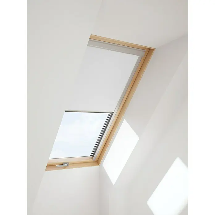 Verdunkelungsrollo DUA - Passend für: Dachfenster 78 x 118 cm, Solid Elements Dachfenster, Velux Dachfenster, Fakro Dachfenster, Weiß - Linke Seitenansicht