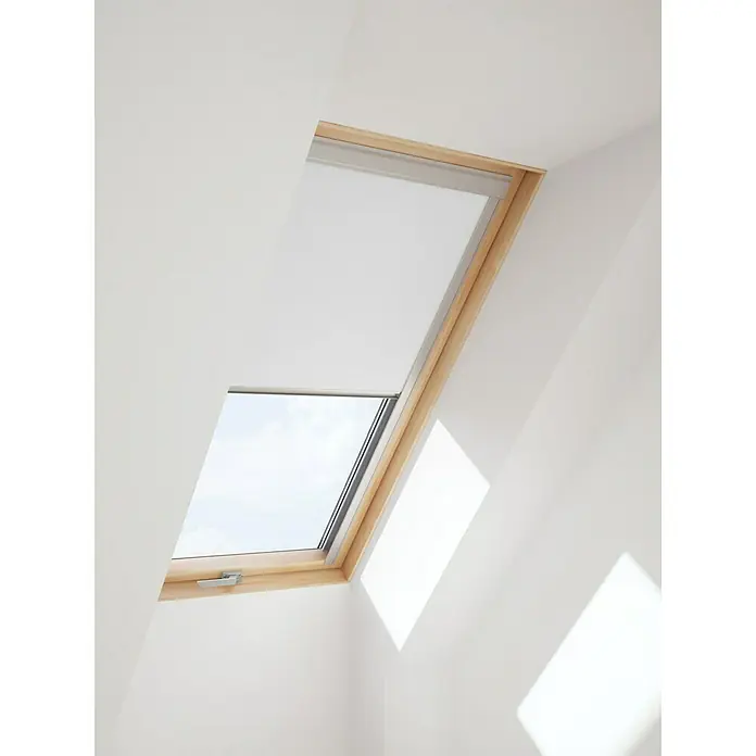 Verdunkelungsrollo DUA - Passend für: Dachfenster 78 x 140 cm, Solid Elements Dachfenster, Velux Dachfenster, Fakro Dachfenster, Weiß - Linke Seitenansicht