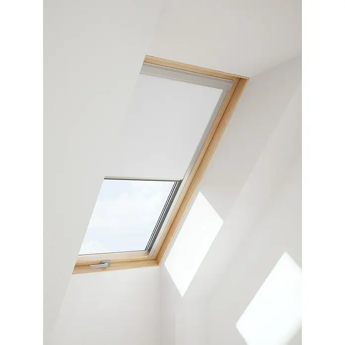Verdunkelungsrollo DUA - Passend für: Dachfenster 55 x 78 cm, Solid Elements Dachfenster, Velux Dachfenster, Fakro Dachfenster, Weiß - Linke Seitenansicht