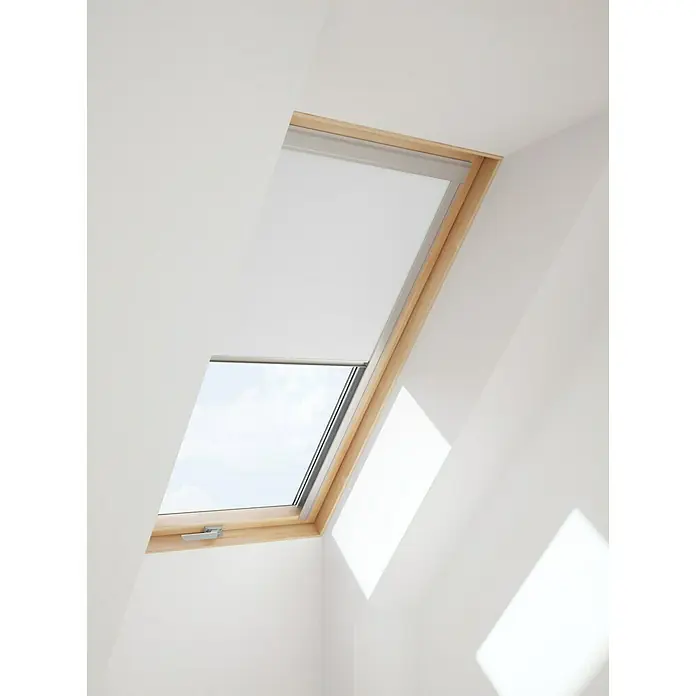 Verdunkelungsrollo DUA - Passend für: Dachfenster 78 x 98 cm, Solid Elements Dachfenster, Velux Dachfenster, Fakro Dachfenster, Weiß - Linke Seitenansicht