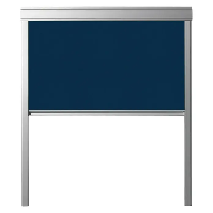 Verdunkelungsrollo DUA - Passend für: Dachfenster 114 x 118 cm, Solid Elements Dachfenster, Velux Dachfenster, Fakro Dachfenster, Dunkelblau - Vorderansicht