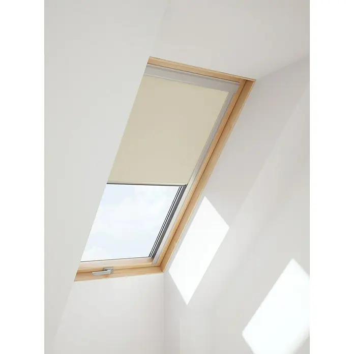 Verdunkelungsrollo DUA - Passend für: Dachfenster 114 x 118 cm, Solid Elements Dachfenster, Velux Dachfenster, Fakro Dachfenster, Beige - Linke Seitenansicht