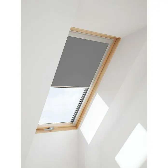Verdunkelungsrollo DUA - Passend für: Dachfenster 55 x 78 cm, Solid Elements Dachfenster, Velux Dachfenster, Fakro Dachfenster, Grau - Linke Seitenansicht