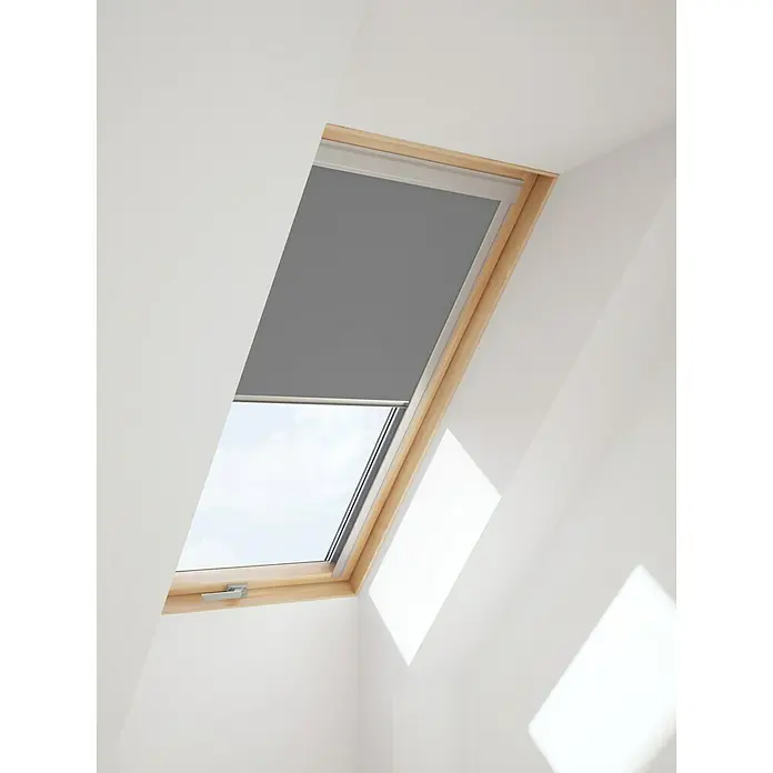 Verdunkelungsrollo DUA - Passend für: Dachfenster 66 x 118 cm, Solid Elements Dachfenster, Velux Dachfenster, Fakro Dachfenster, Grau - Linke Seitenansicht