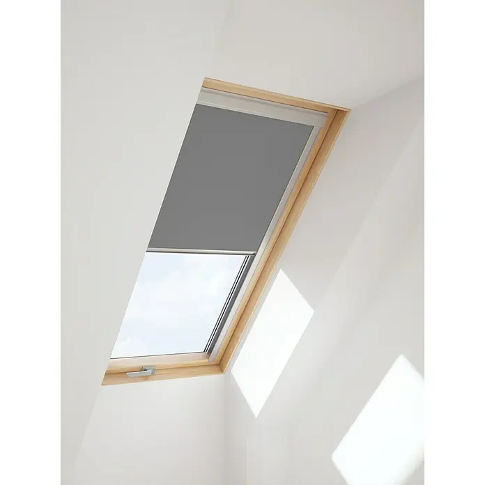 Verdunkelungsrollo DUA - Passend für: Dachfenster 78 x 98 cm, Solid Elements Dachfenster, Velux Dachfenster, Fakro Dachfenster, Grau - Linke Seitenansicht