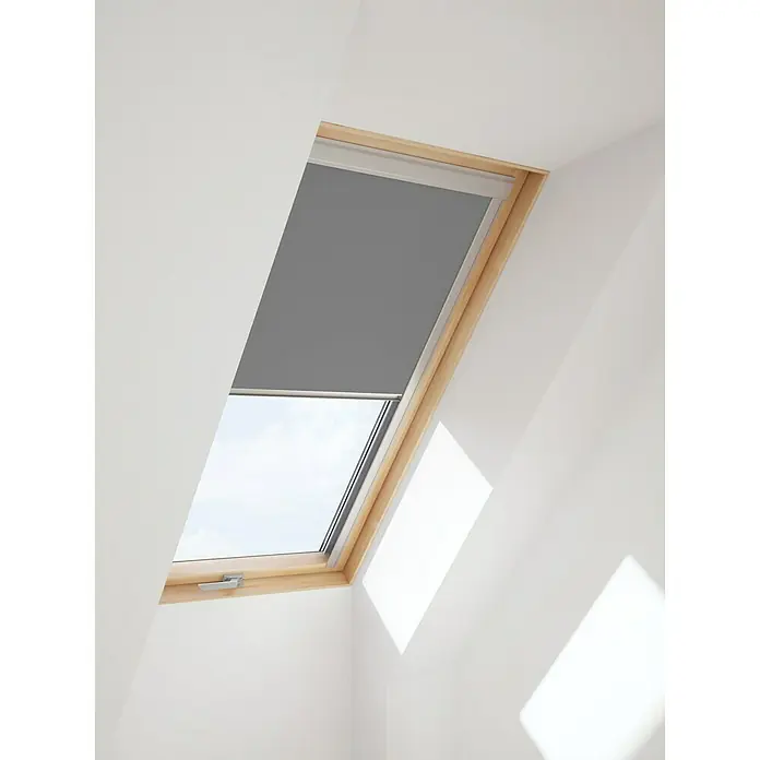 Verdunkelungsrollo DUA - Passend für: Dachfenster 78 x 118 cm, Solid Elements Dachfenster, Velux Dachfenster, Fakro Dachfenster, Grau - Linke Seitenansicht