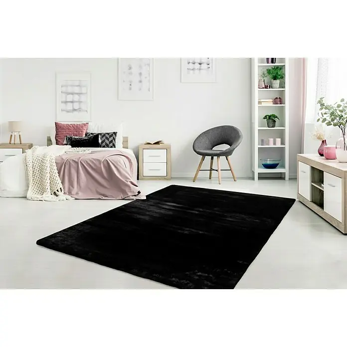 Hochflorteppich Happy - Schwarz, 290 x 200 cm, 100 % Polyester (Flor) - Stimmungsaufnahme