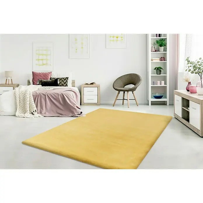 Hochflorteppich Happy - Gelb, 150 x 80 cm, 100 % Polyester (Flor) - Stimmungsaufnahme