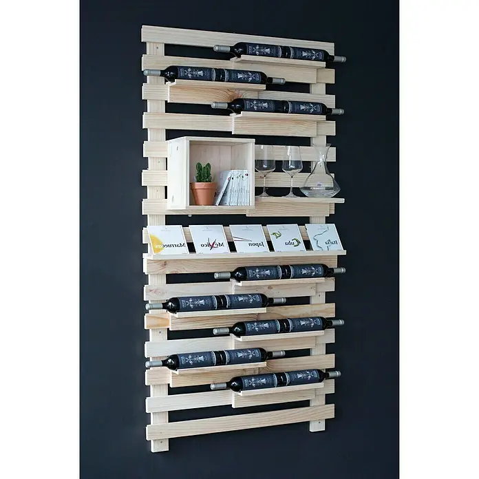 Astigarraga Tetris Wandregal - L x B x H: 40 x 17 x 9,5 cm, Kiefernholz - Rechte Seitenansicht