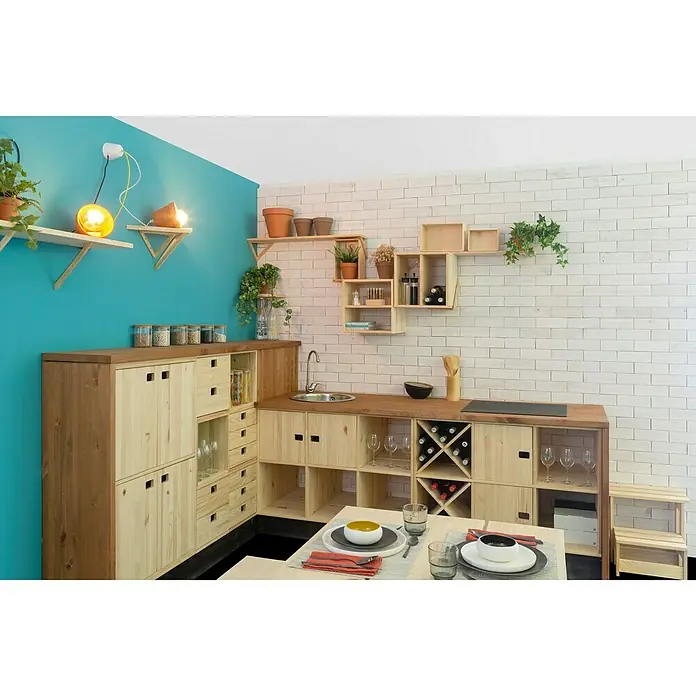 Astigarraga Dinamic Holzregal - L x B x H: 33 x 70,8 x 70,8 cm, Holz - Rechte Seitenansicht