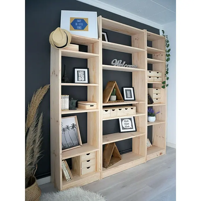 Astigarraga Holzregal Gala - L x B x H: 80 x 25 x 186 cm, Holz - Rechte Seitenansicht