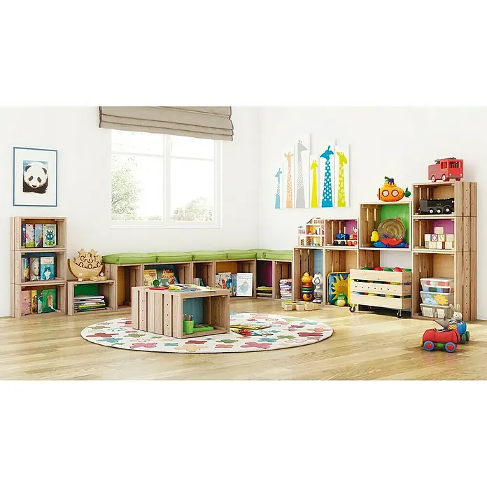 Astigarraga Home Box Holzkiste - L x B x H: 18 x 38,4 x 25,6 cm, Kiefernholz - Rechte Seitenansicht