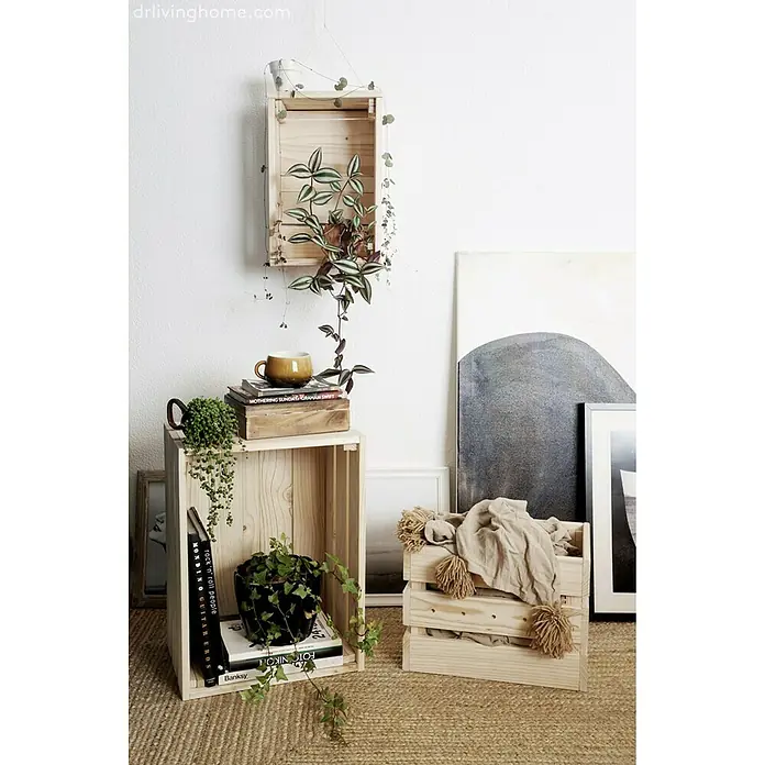 Astigarraga Home Box Holzkiste - L x B x H: 18 x 38,4 x 25,6 cm, Kiefernholz - Rechte Seitenansicht
