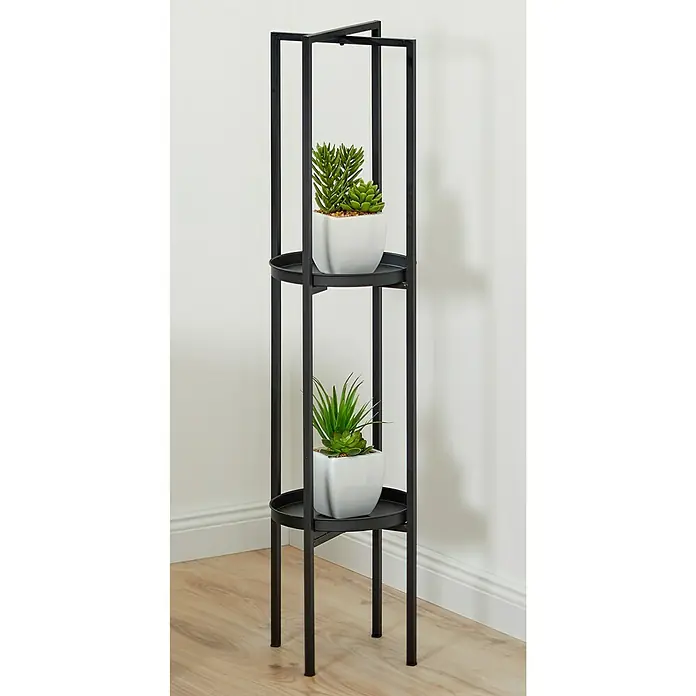 Blumenregal - L x B x H: 26 x 26 x 100 cm, Schwarz, Eisen - Stimmungsaufnahme