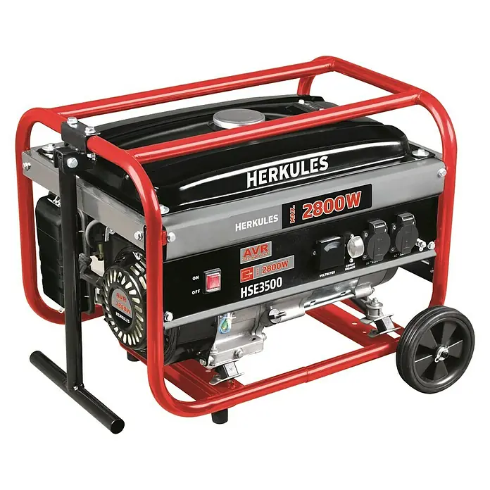 Herkules Stroomgenerator HSE 3500 - Max. vermogen: 2.800 W, Tankinhoud: 13 l, Bedrijfsduur: Ca. 11 uur bij ⅔ belasting - Vooraanzicht