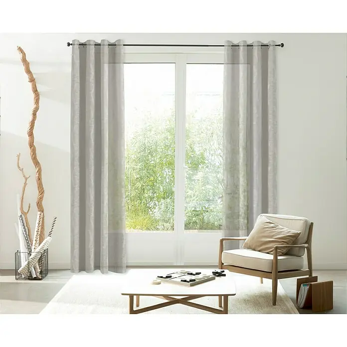 Cortina con ollaos Coupe - 140 x 250 cm, 100% poliéster, Beige