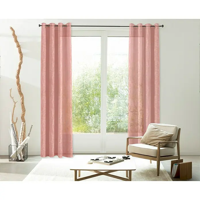 Cortina con ollaos Coupe coral - 140 x 250 cm, 100% poliéster