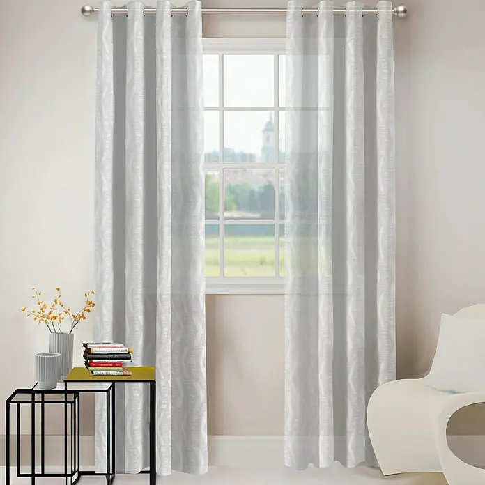 Cortina con ollaos Coupe - 140 x 250 cm, 100% poliéster, Blanco