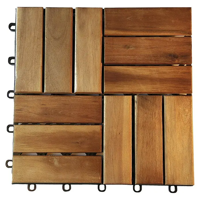 Loseta de madera con sistema click - Acacia, 30 x 30 cm, Paquete de 5, Marrón