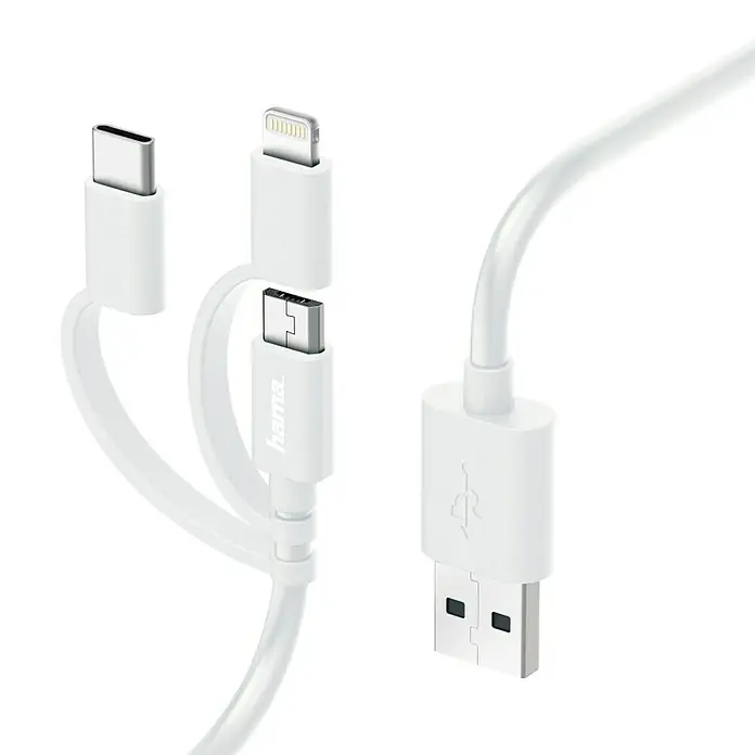 Hama USB kabel za punjenje - Bijele boje - Pogled sprijeda