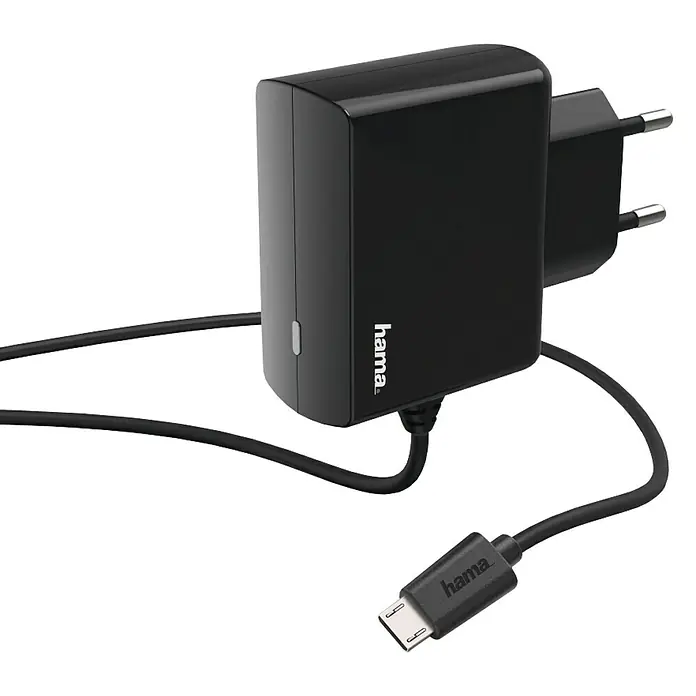 Hama Punjač - Crne boje, 1 m, Ulazni napon: 100 - 240 V - Pogled sprijeda