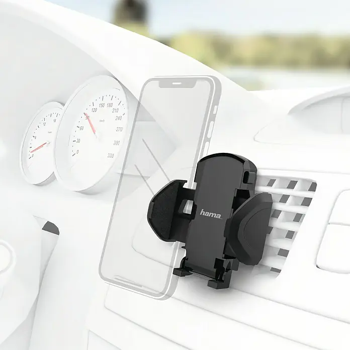Hama Automobilski držač za pametni telefon universal - Crne boje, Pogodno za pametne telefone širine 4,5 - 9 cm - Proizvod u upotrebi