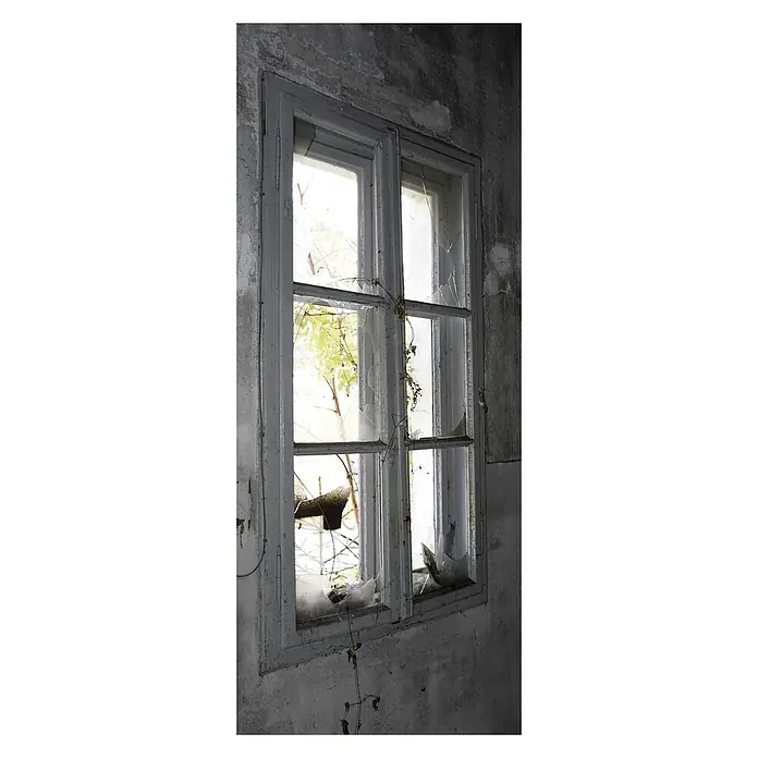 SanDesign Acryl-Verbundplatte - 100 x 250 cm, Lost Place Broken Window - Vorderansicht